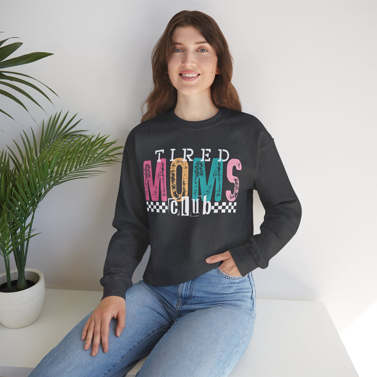 Tired Moms Club Pastel – Gildan Heavy Blend | Trendy Women’s Soft Sweatshirt. Direct to Garment. Printed & Shipped in the USA. Unisex Sizes.