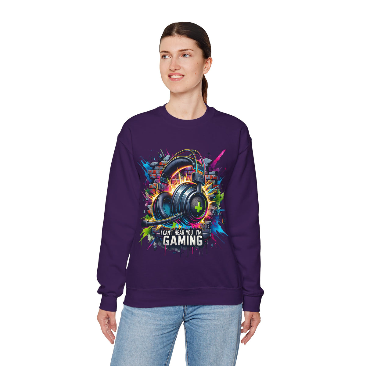Gaming Headset I Can't Hear You, I'm Gaming – Gildan Heavy Blend | Trendy Women’s and Men's Soft Sweatshirt. Direct to Garment. Printed & Shipped in the USA. Unisex Sizes.