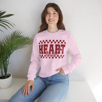 Heart Breaker, Red Checkered Distressed – Gildan Heavy Blend | Trendy Women’s Soft Sweatshirt. Direct to Garment. Printed & Shipped in the USA. Unisex Sizes.