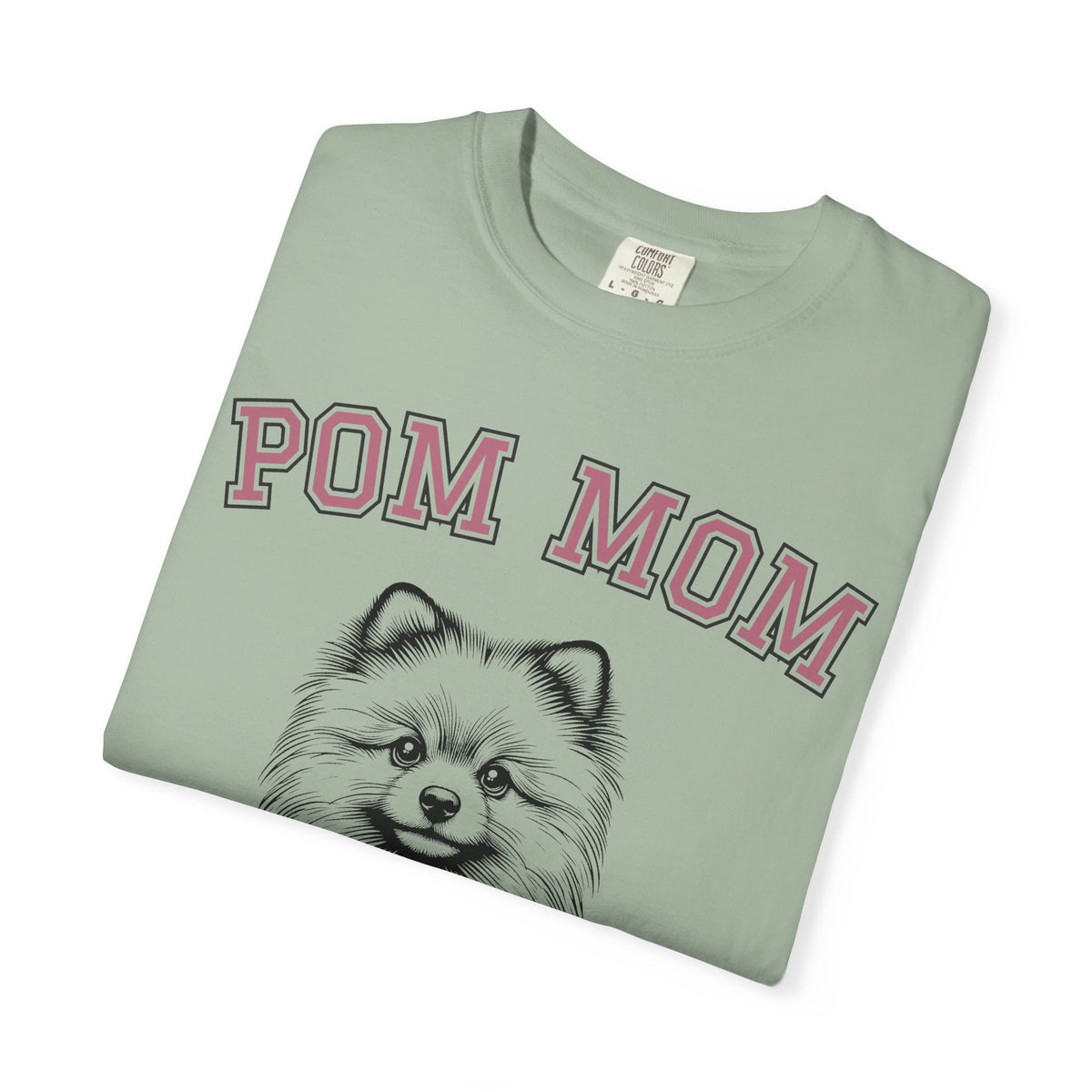 Pom Mom, Varsity - Comfort Colors | Trendy Women's T-Shirt. Direct to Garment. Printed & Shipped in the USA. Unisex Sizes.