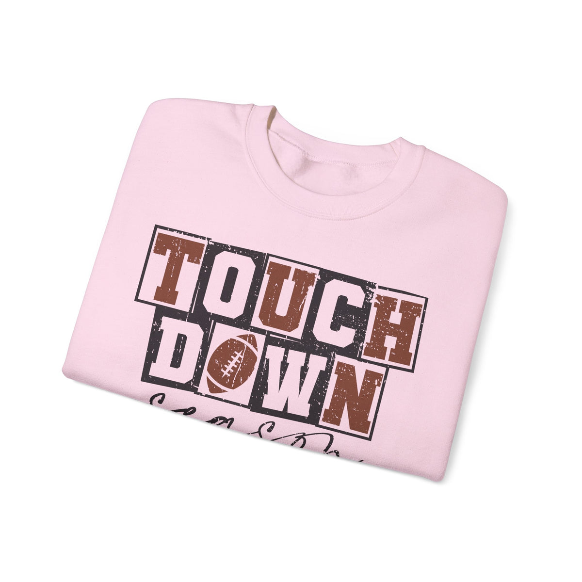 Touchdown Season - Distressed – Gildan Heavy Blend | Trendy Men's and Women’s Soft Sweatshirt. Direct to Garment. Printed & Shipped in the USA. Unisex Sizes.