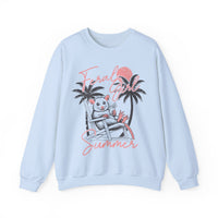 Feral Girl Summer, Possum on a Beach – Gildan Heavy Blend | Trendy Women’s Soft Sweatshirt. Direct to Garment. Printed & Shipped in the USA. Unisex Sizes.