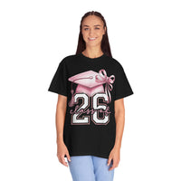 Pink Coquette, Class of 2026 Graduation Cap - Comfort Colors | Trendy Women's T-Shirt. Direct to Garment. Printed & Shipped in the USA. Unisex Sizes.