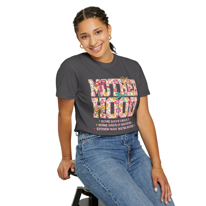 Motherhood - Comfort Colors | Trendy Women's T-Shirt. Direct to Garment. Printed & Shipped in the USA. Unisex Sizes.