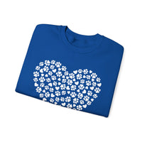 Dog Paw Heart – Gildan Heavy Blend | Trendy Women’s Soft Sweatshirt. Direct to Garment. Printed & Shipped in the USA. Unisex Sizes.