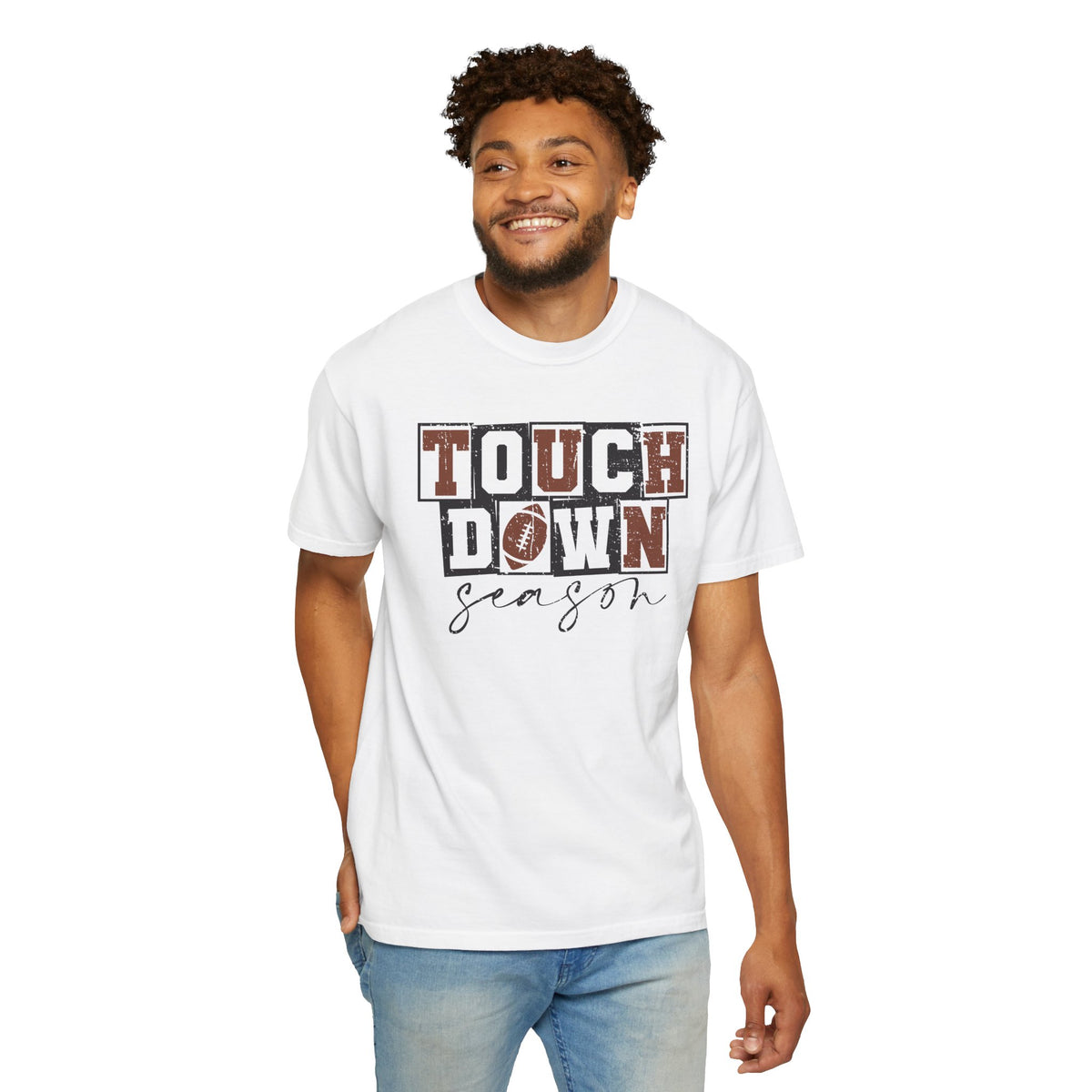 Touchdown Season - Distressed - Comfort Colors | Trendy Men's and Women's T-Shirt. Direct to Garment. Printed & Shipped in the USA. Unisex Sizes.