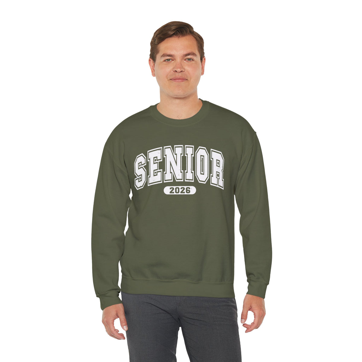 Senior 2026, Varsity – Gildan Heavy Blend | Trendy Women’s and Men's Soft Sweatshirt. Direct to Garment. Printed & Shipped in the USA. Unisex Sizes.