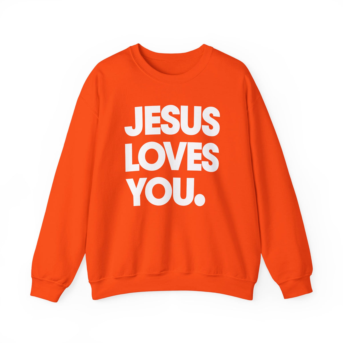Jesus Loves You – Gildan Heavy Blend | Trendy Women’s and Men's Soft Sweatshirt. Direct to Garment. Printed & Shipped in the USA. Unisex Sizes.