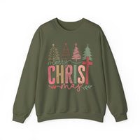 Merry ChrisTmas Christian Faith Graphic – Gildan Heavy Blend | Trendy Women’s Soft Sweatshirt. Direct to Garment. Printed & Shipped in the USA. Unisex Sizes.