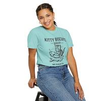 Kitty Biscuits Bakery - Comfort Colors | Trendy Women's and Men's T-Shirt. Direct to Garment. Printed & Shipped in the USA. Unisex Sizes.