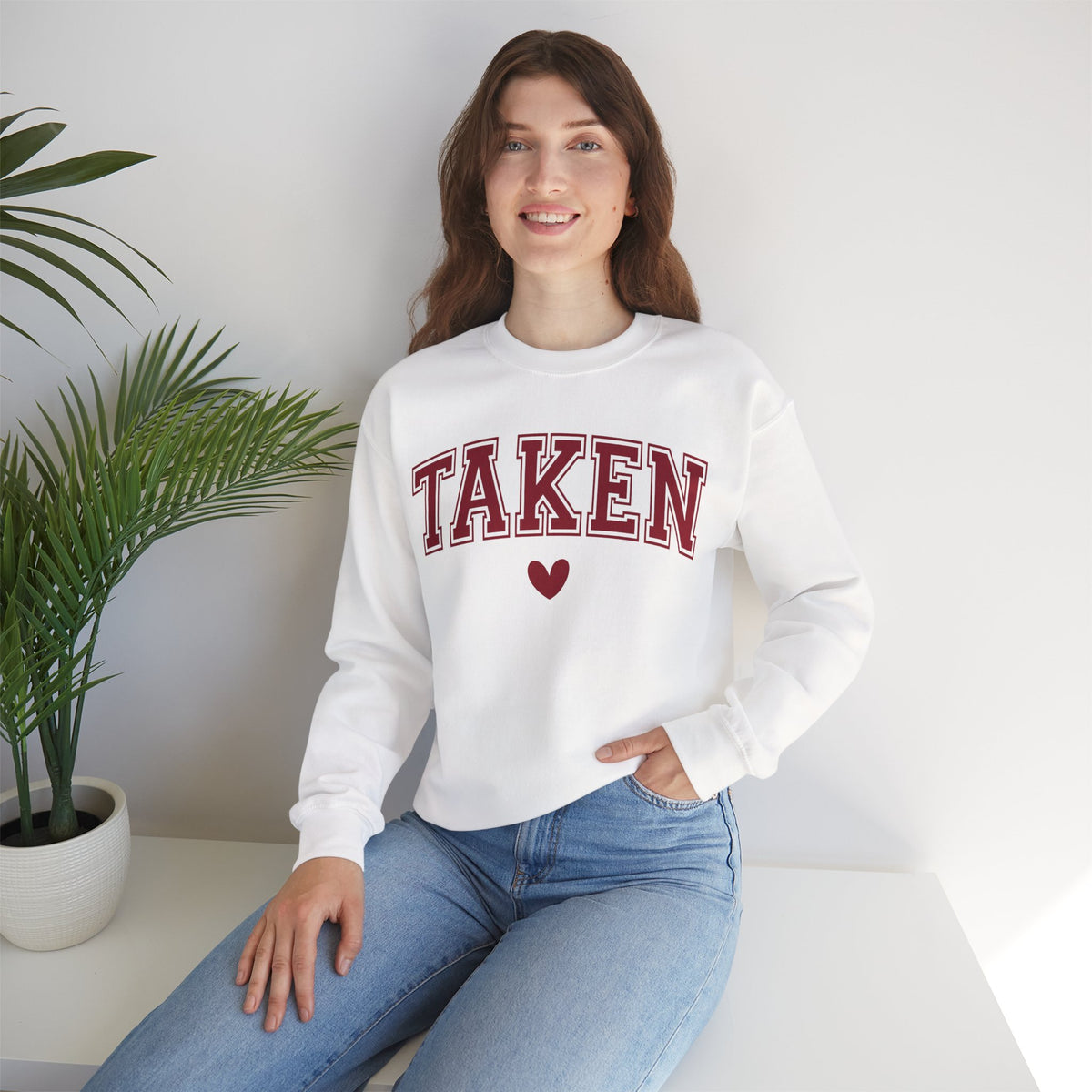 Taken - Varsity – Gildan Heavy Blend | Trendy Women’s Soft Sweatshirt. Direct to Garment. Printed & Shipped in the USA. Unisex Sizes.