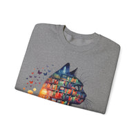 Cat Silhouette for Book Lovers – Gildan Heavy Blend | Trendy Women’s Soft Sweatshirt. Direct to Garment. Printed & Shipped in the USA. Unisex Sizes.