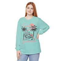 Feral Girl Summer, Possum on a Beach - Comfort Colors | Trendy Women's Long Sleeve T-Shirt. Direct to Garment. Printed & Shipped in the USA. Unisex Sizes.