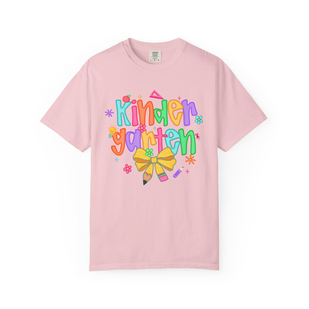 Coquette Kindergarten Pencil Bow - Comfort Colors | Trendy Women's T-Shirt. Direct to Garment. Printed & Shipped in the USA. Unisex Sizes.