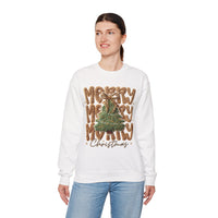Merry Merry Merry Christmas, Faux Latch Hook Yarn – Gildan Heavy Blend | Trendy Women’s Soft Sweatshirt. Direct to Garment. Printed & Shipped in the USA. Unisex Sizes.