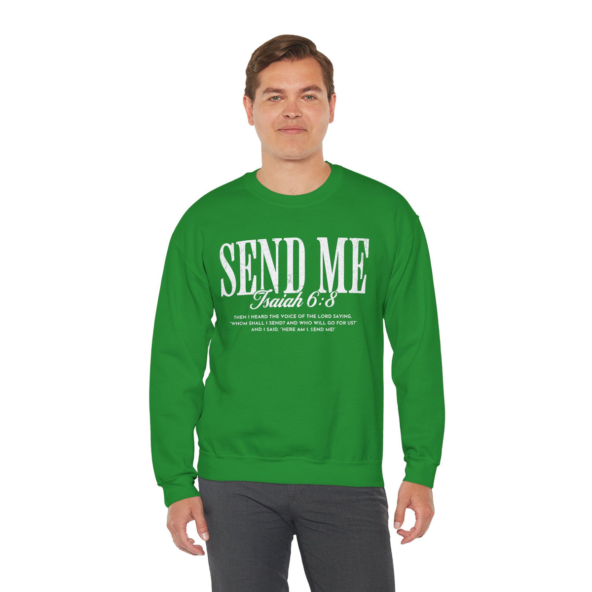 Send Me, Vintage - Faith – Gildan Heavy Blend | Trendy Women’s and Men's Soft Sweatshirt. Direct to Garment. Printed & Shipped in the USA. Unisex Sizes.