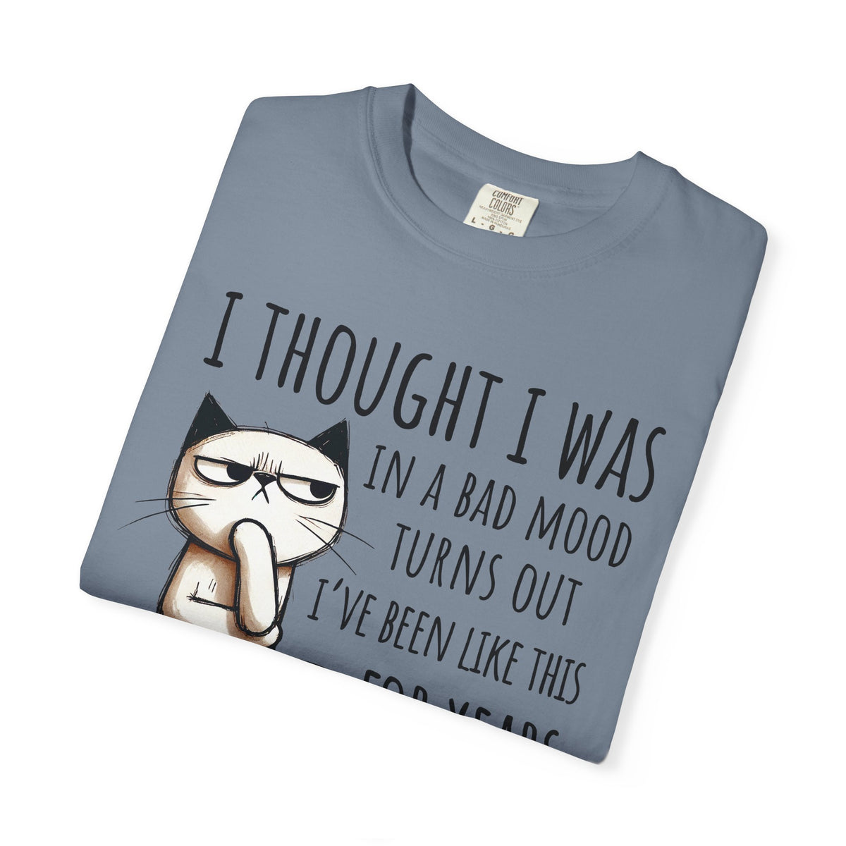 I Thought I Was In A Bad Mood, Grumpy Cat - Comfort Colors | Trendy Men's and Women's T-Shirt. Direct to Garment. Printed & Shipped in the USA. Unisex Sizes.