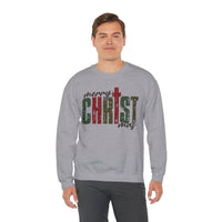 Distressed Merry ChrisTmas Faith Christian – Gildan Heavy Blend | Trendy Women’s Soft Sweatshirt. Direct to Garment. Printed & Shipped in the USA. Unisex Sizes.