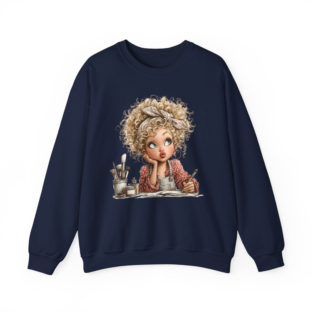 Cute Artist Curly Girl – Gildan Heavy Blend | Trendy Women’s Soft Sweatshirt. Direct to Garment. Printed & Shipped in the USA. Unisex Sizes.