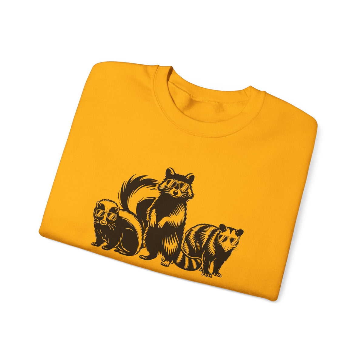 Stay Trashy, Skunk Raccoon Possum – Gildan Heavy Blend | Trendy Women’s and Men's Soft Sweatshirt. Direct to Garment. Printed & Shipped in the USA. Unisex Sizes.