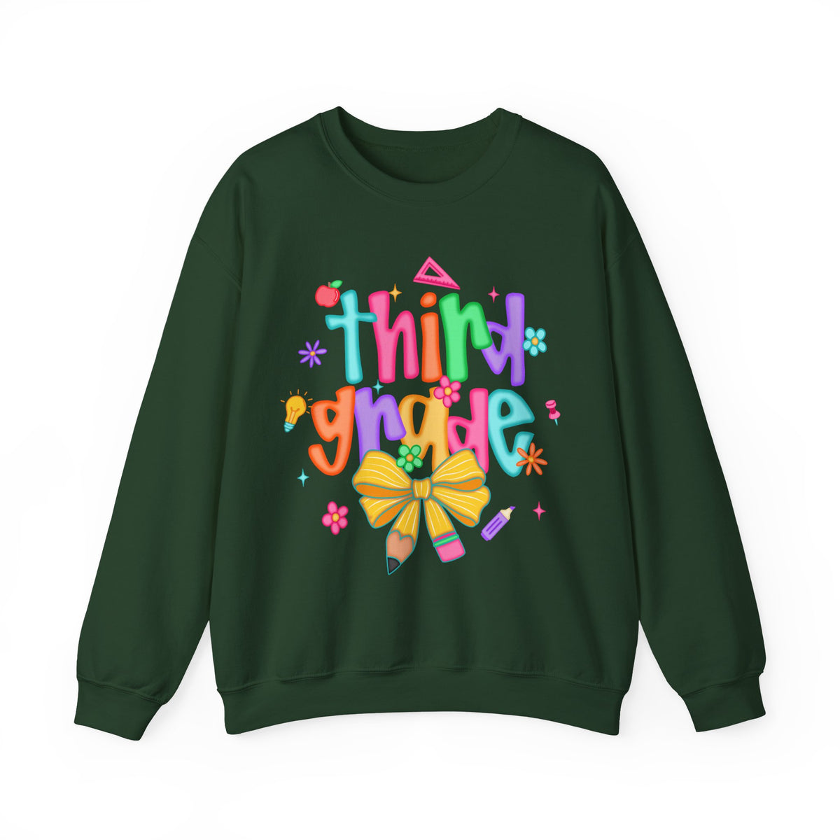 Coquette Third Grade Pencil Bow – Gildan Heavy Blend | Trendy Women’s Soft Sweatshirt. Direct to Garment. Printed & Shipped in the USA. Unisex Sizes.