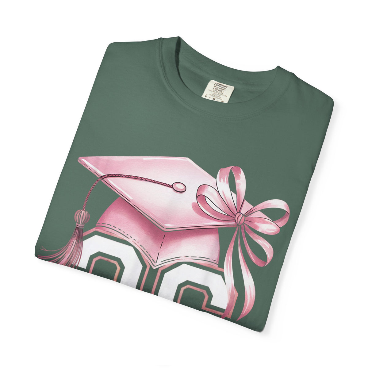 Pink Coquette, Class of 2026 Graduation Cap - Comfort Colors | Trendy Women's T-Shirt. Direct to Garment. Printed & Shipped in the USA. Unisex Sizes.