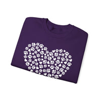 Dog Paw Heart – Gildan Heavy Blend | Trendy Women’s Soft Sweatshirt. Direct to Garment. Printed & Shipped in the USA. Unisex Sizes.