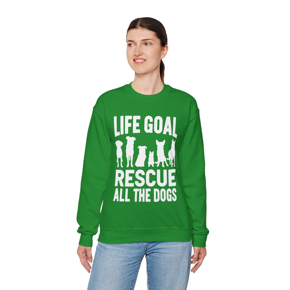 Life Goal Rescue All The Dogs – Gildan Heavy Blend | Trendy Men's and Women’s Soft Sweatshirt. Direct to Garment. Printed & Shipped in the USA. Unisex Sizes.