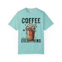 Coffee Changes Everything, Iced Coffee, Coffee Lovers - Comfort Colors | Trendy Women's T-Shirt. Direct to Garment. Printed & Shipped in the USA. Unisex Sizes.