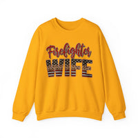 Firefighter Wife Patriotic Flag Lettering for Firefighter Spouse – Gildan Heavy Blend | Trendy Women’s Soft Sweatshirt. Direct to Garment. Printed & Shipped in the USA. Unisex Sizes.