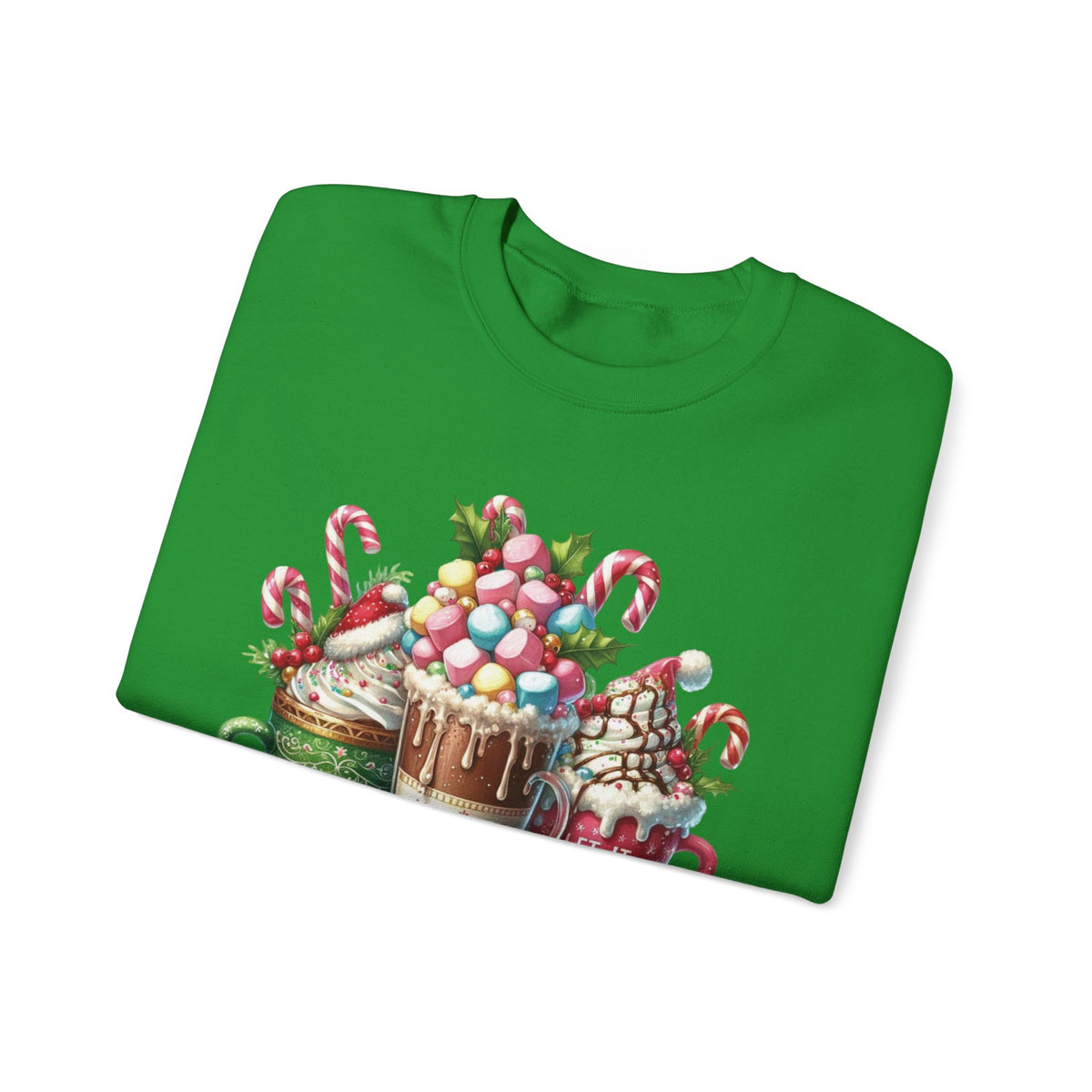 Hot Chocolate Mugs Christmas Hot Cocoa – Gildan Heavy Blend | Trendy Women’s Soft Sweatshirt. Direct to Garment. Printed & Shipped in the USA. Unisex Sizes.