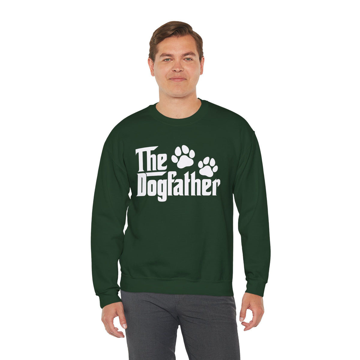 The DogFather – Gildan Heavy Blend | Trendy Men's Soft Sweatshirt. Direct to Garment. Printed & Shipped in the USA. Unisex Sizes.