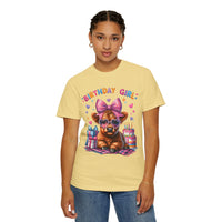 Birthday Girl, Highland Cow - Comfort Colors | Trendy Women's T-Shirt. Direct to Garment. Printed & Shipped in the USA. Unisex Sizes.
