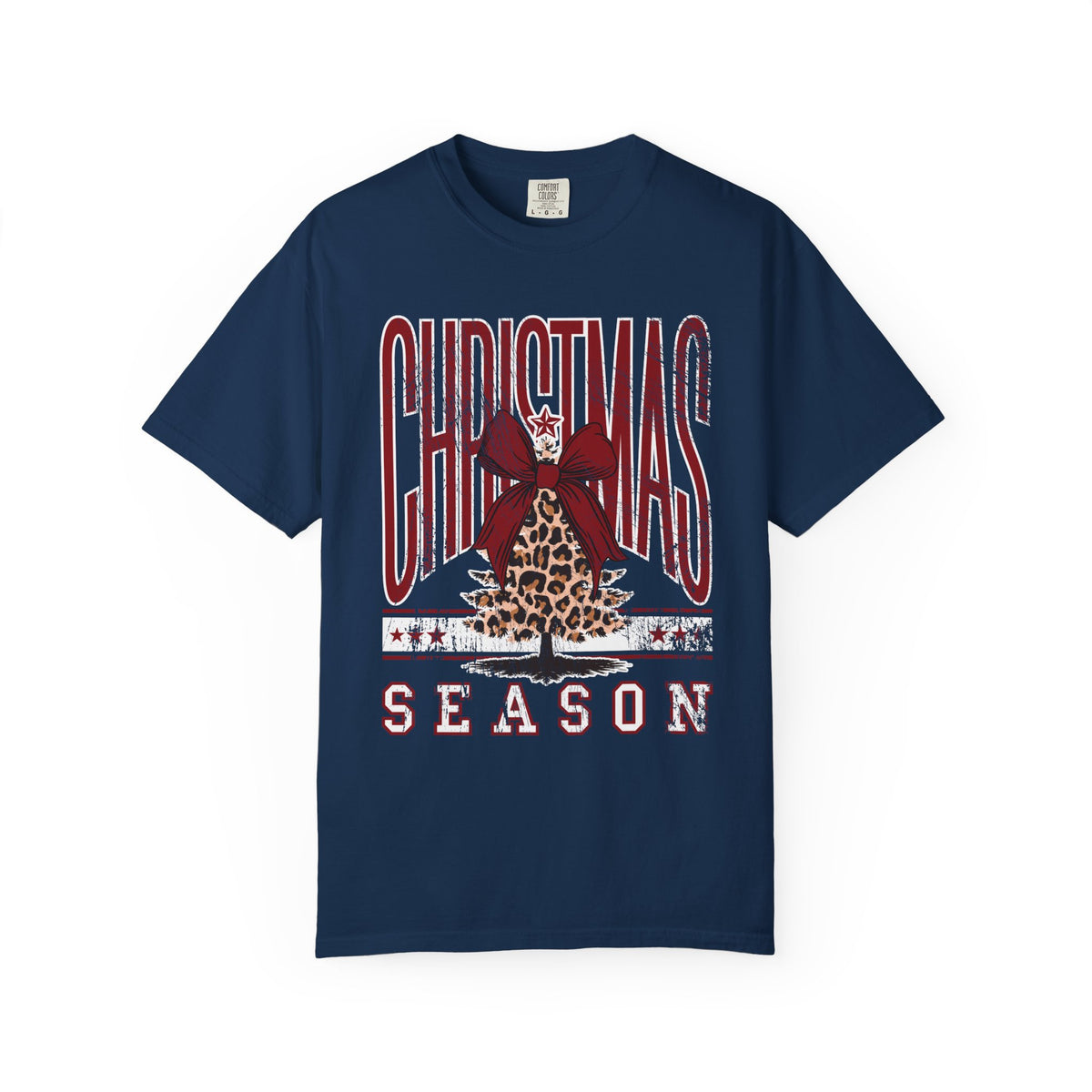 Christmas Season Leopard Tree  - Comfort Colors | Trendy Women's T-Shirt. Direct to Garment. Printed & Shipped in the USA. Unisex Sizes.