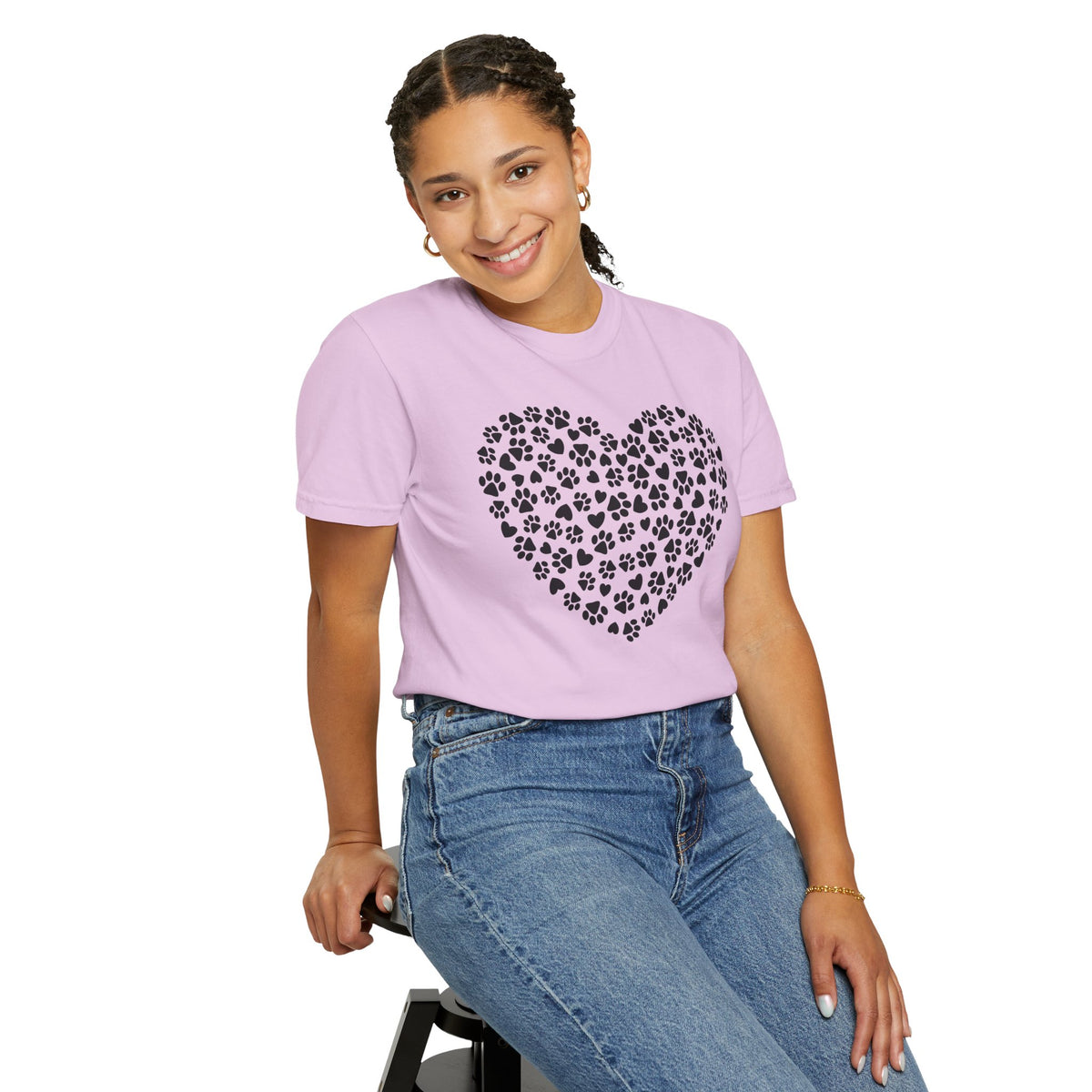 Dog Paw Heart - Comfort Colors | Trendy Women's T-Shirt. Direct to Garment. Printed & Shipped in the USA. Unisex Sizes.