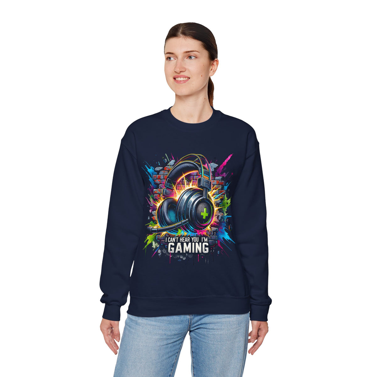 Gaming Headset I Can't Hear You, I'm Gaming – Gildan Heavy Blend | Trendy Women’s and Men's Soft Sweatshirt. Direct to Garment. Printed & Shipped in the USA. Unisex Sizes.