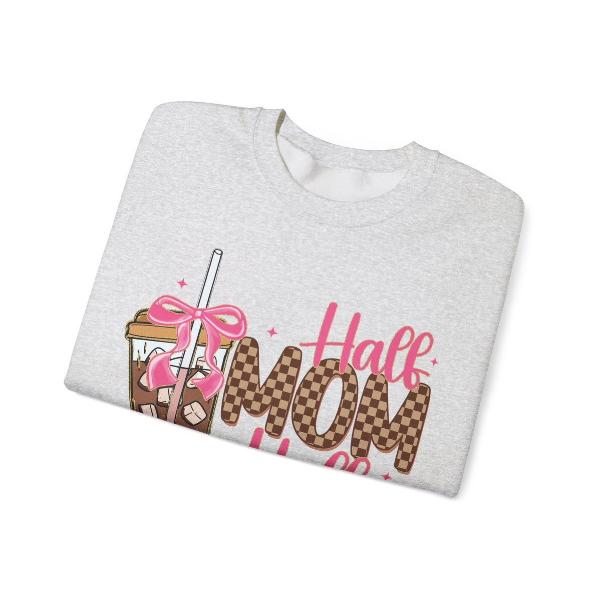 Half Mom Half Coffee, Cute Leopard Print Coffee Design – Gildan Heavy Blend | Trendy Women’s Soft Sweatshirt. Direct to Garment. Printed & Shipped in the USA. Unisex Sizes.