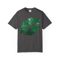 Green Faux Glitter Kiss - Comfort Colors | Trendy Women's T-Shirt. Direct to Garment. Printed & Shipped in the USA. Unisex Sizes.