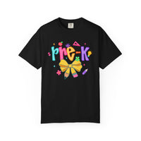 Coquette Pre-K Pencil Bow - Comfort Colors | Trendy Women's T-Shirt. Direct to Garment. Printed & Shipped in the USA. Unisex Sizes.