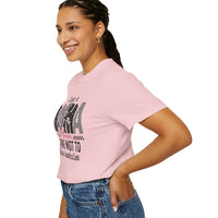 Just a Mama Out Here Trying Not To Raise Assholes - Comfort Colors | Trendy Women's T-Shirt. Direct to Garment. Printed & Shipped in the USA. Unisex Sizes.