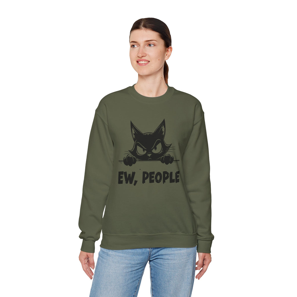 Ew, People Grumpy Cat – Gildan Heavy Blend | Trendy Men's and Women’s Soft Sweatshirt. Direct to Garment. Printed & Shipped in the USA. Unisex Sizes.