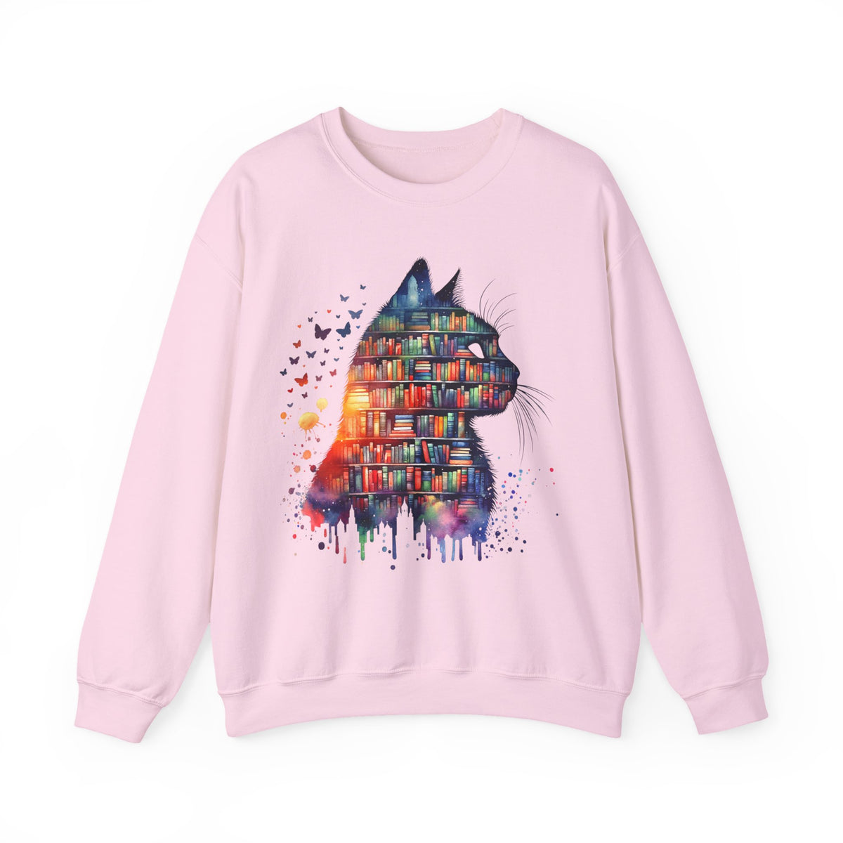 Cat Silhouette for Book Lovers – Gildan Heavy Blend | Trendy Women’s Soft Sweatshirt. Direct to Garment. Printed & Shipped in the USA. Unisex Sizes.