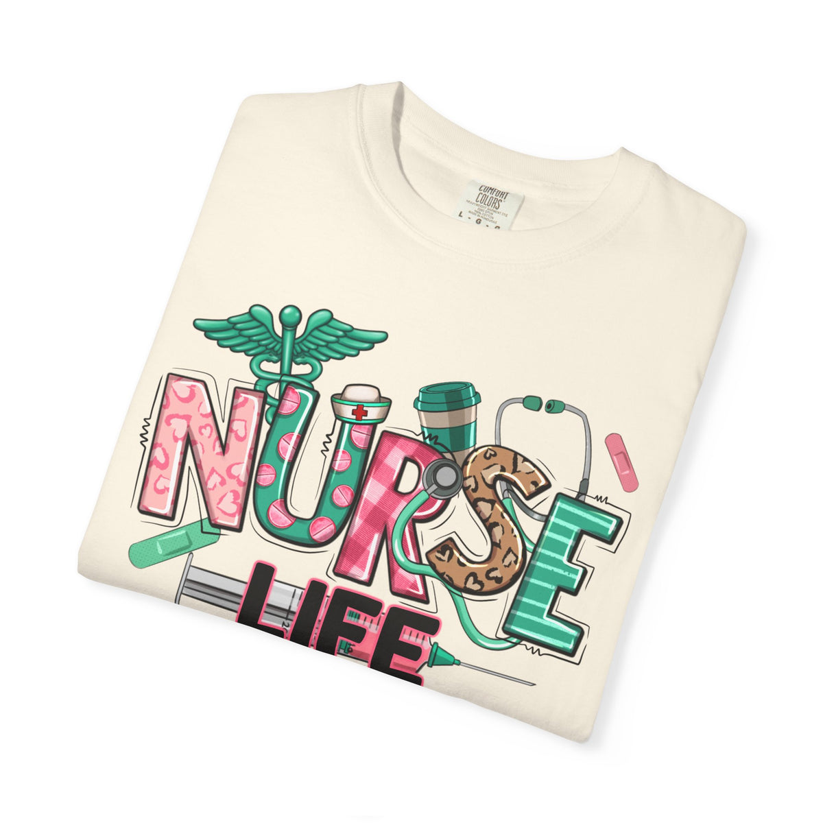 Nurse Life Cute Preppy Healthcare - Comfort Colors | Trendy Women's T-Shirt. Direct to Garment. Printed & Shipped in the USA. Unisex Sizes.