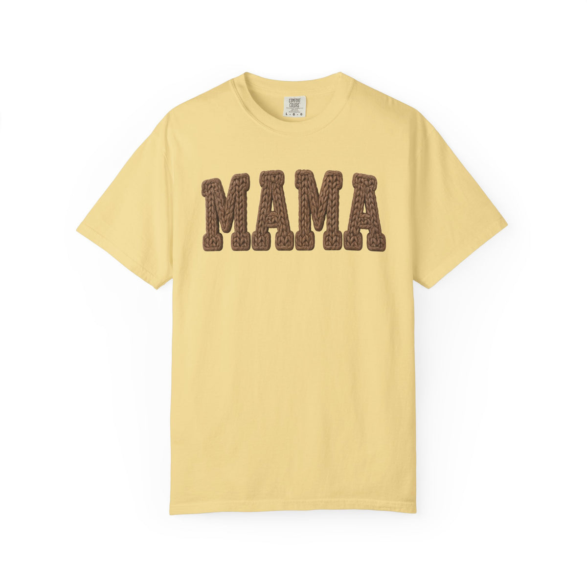 Mama, Faux Knit - Comfort Colors | Trendy Women's T-Shirt. Direct to Garment. Printed & Shipped in the USA. Unisex Sizes.