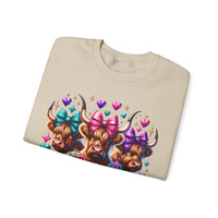 Cute Highland Cows Bingo Squad – Gildan Heavy Blend | Trendy Women’s Soft Sweatshirt. Direct to Garment. Printed & Shipped in the USA. Unisex Sizes.