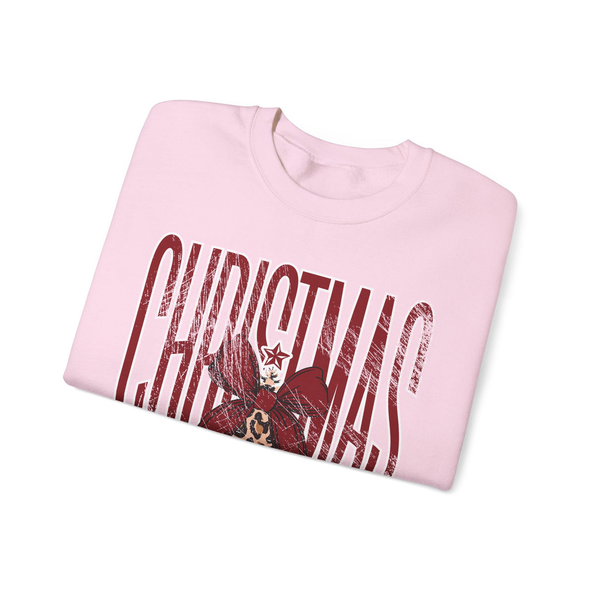 Christmas Season Leopard Tree Distressed – Gildan Heavy Blend | Trendy Women’s Soft Sweatshirt. Direct to Garment. Printed & Shipped in the USA. Unisex Sizes.