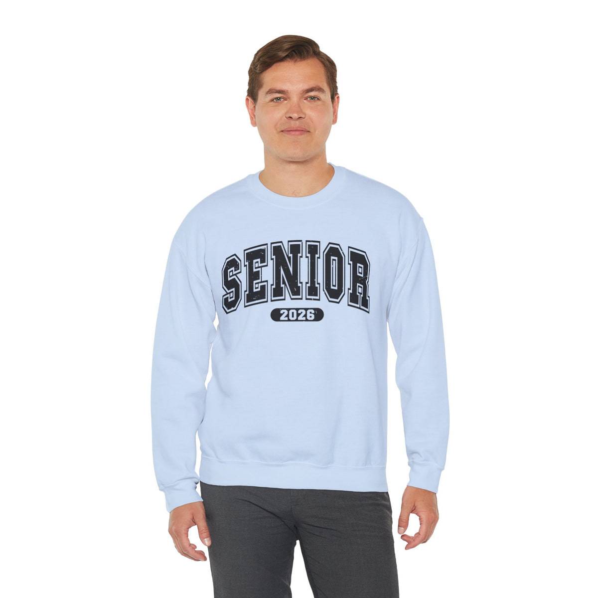 Senior 2026, Varsity – Gildan Heavy Blend | Trendy Women’s and Men's Soft Sweatshirt. Direct to Garment. Printed & Shipped in the USA. Unisex Sizes.