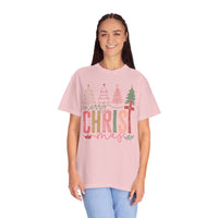 Merry ChrisTmas Christian Faith Graphic - Comfort Colors | Trendy Women's T-Shirt. Direct to Garment. Printed & Shipped in the USA. Unisex Sizes.