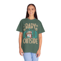 Baby It's Cold Outside Snowman  - Comfort Colors | Trendy Women's T-Shirt. Direct to Garment. Printed & Shipped in the USA. Unisex Sizes.