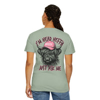 Head Heffa Highland Cow, Front & Back Print - Comfort Colors | Trendy Women's T-Shirt. Direct to Garment. Printed & Shipped in the USA. Unisex Sizes.